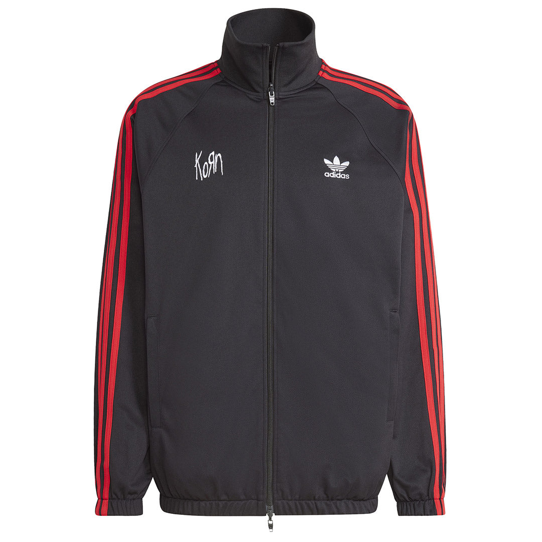 Adidas track top black with red stripes sale