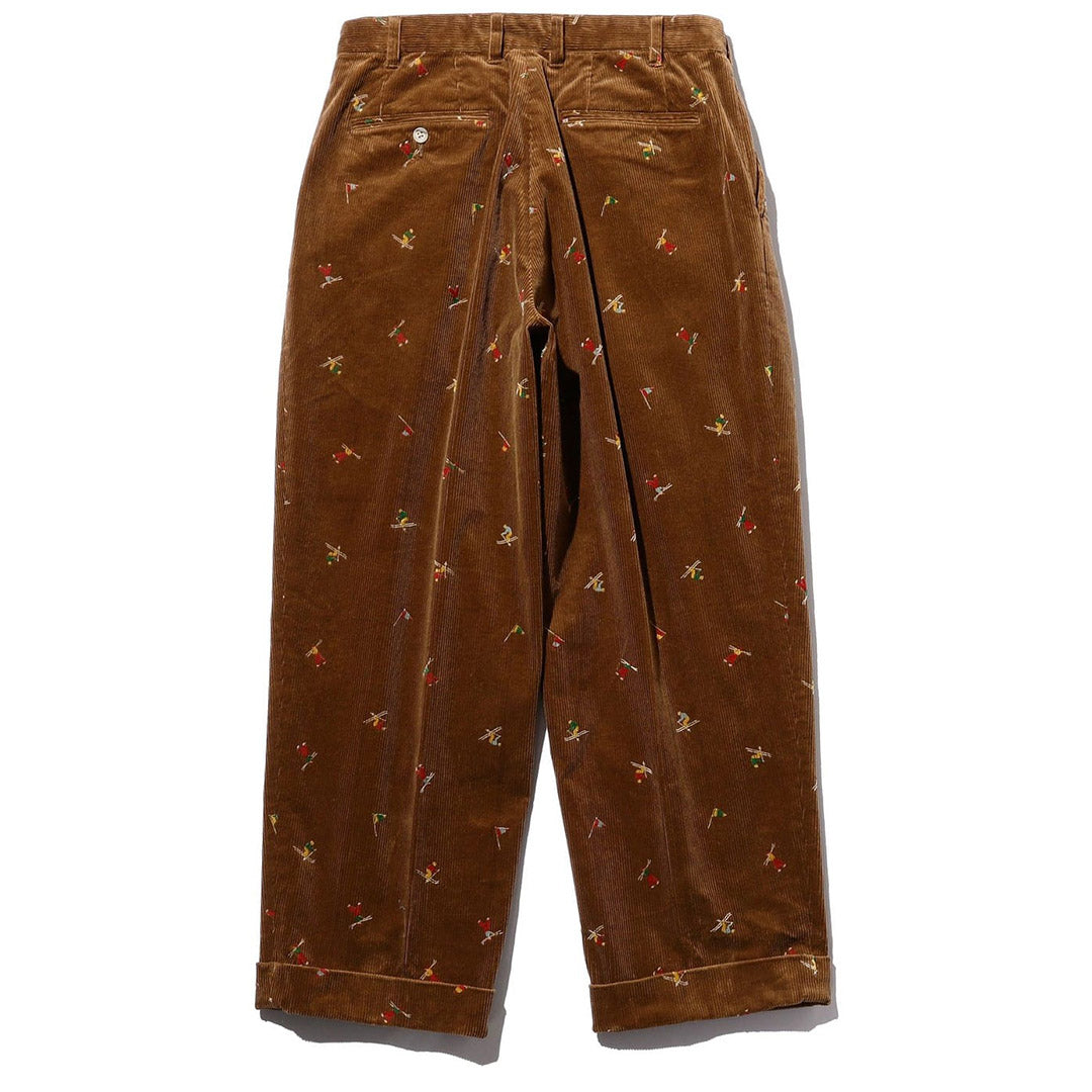 2 Pleats Trousers Corduroy Embroidery Like On Skier Print