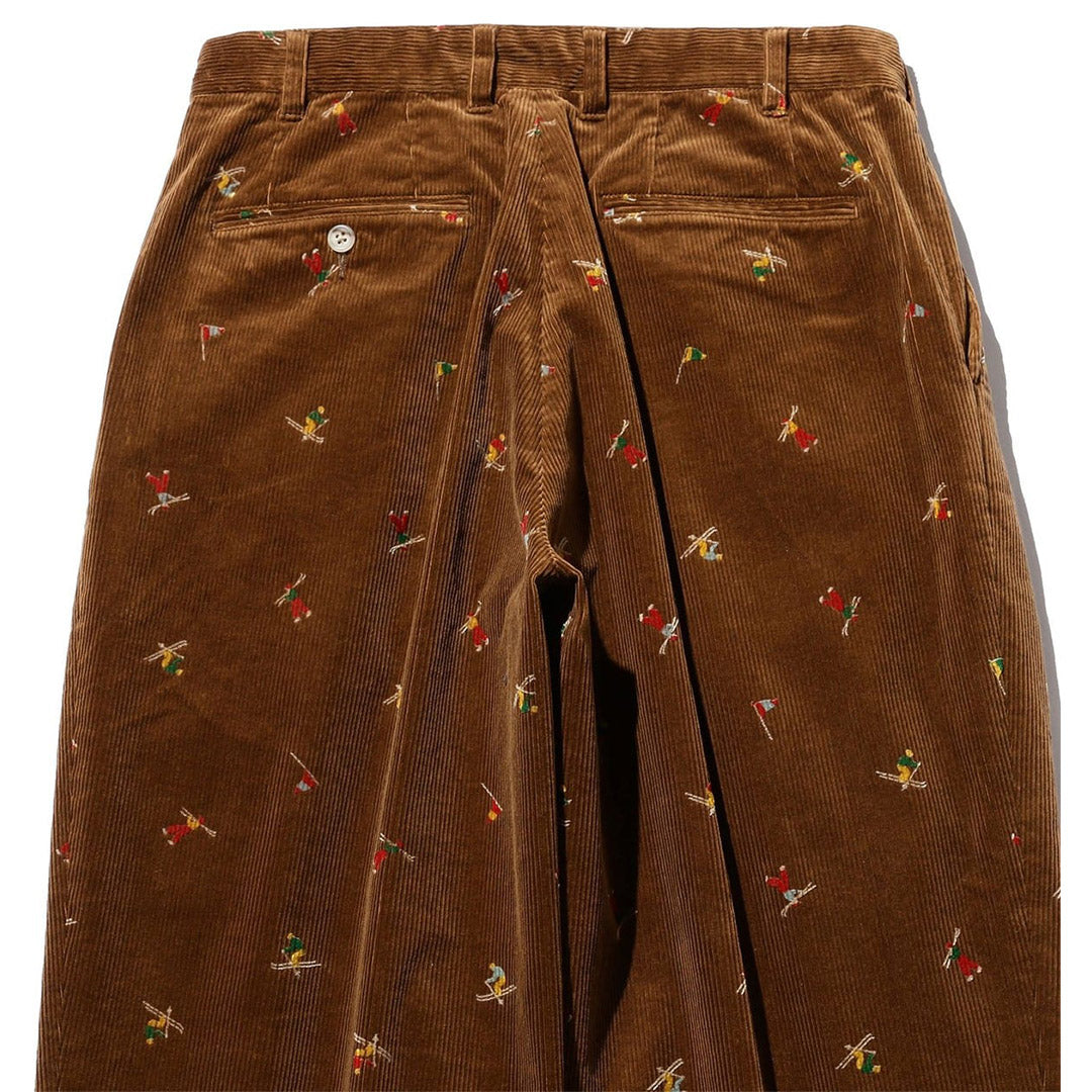 2 Pleats Trousers Corduroy Embroidery Like On Skier Print