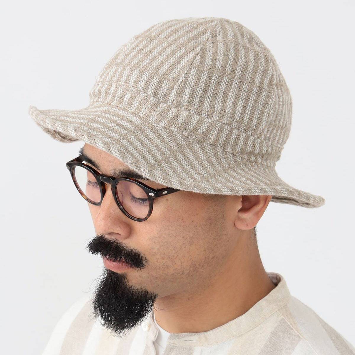 Mil Hat Linen Hickory Stripe