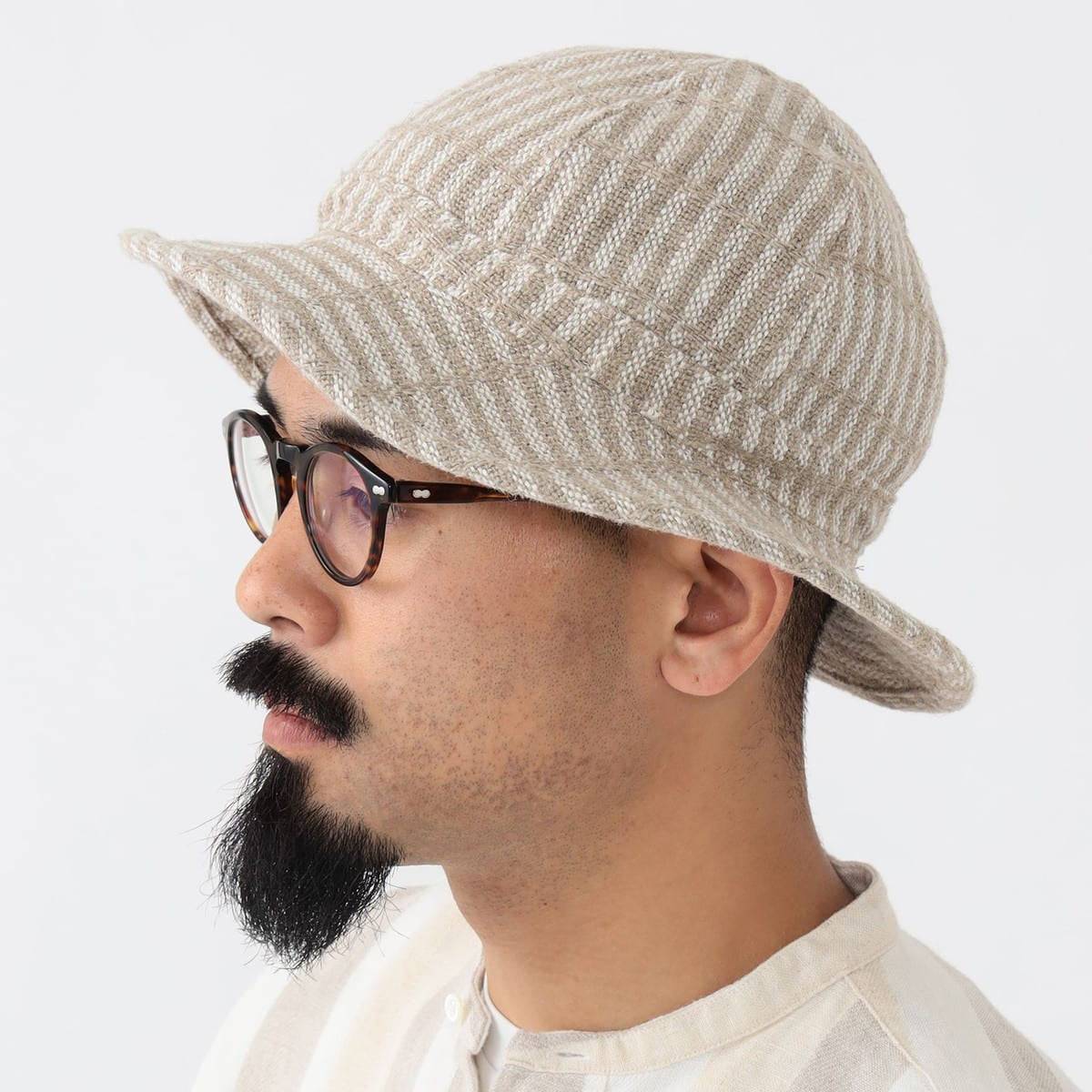 Mil Hat Linen Hickory Stripe