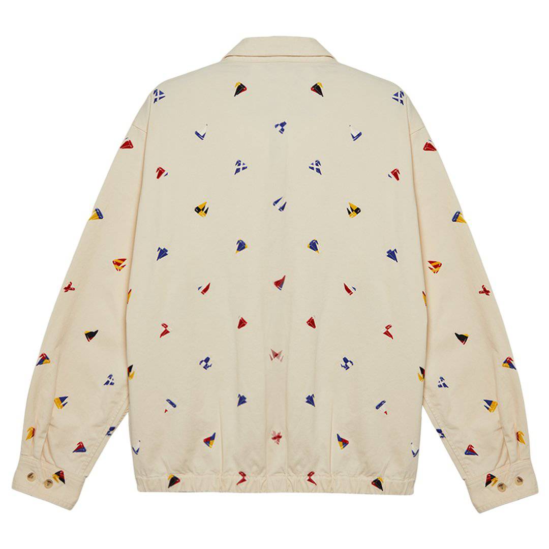 Zipper Blouson Embroidery On Print