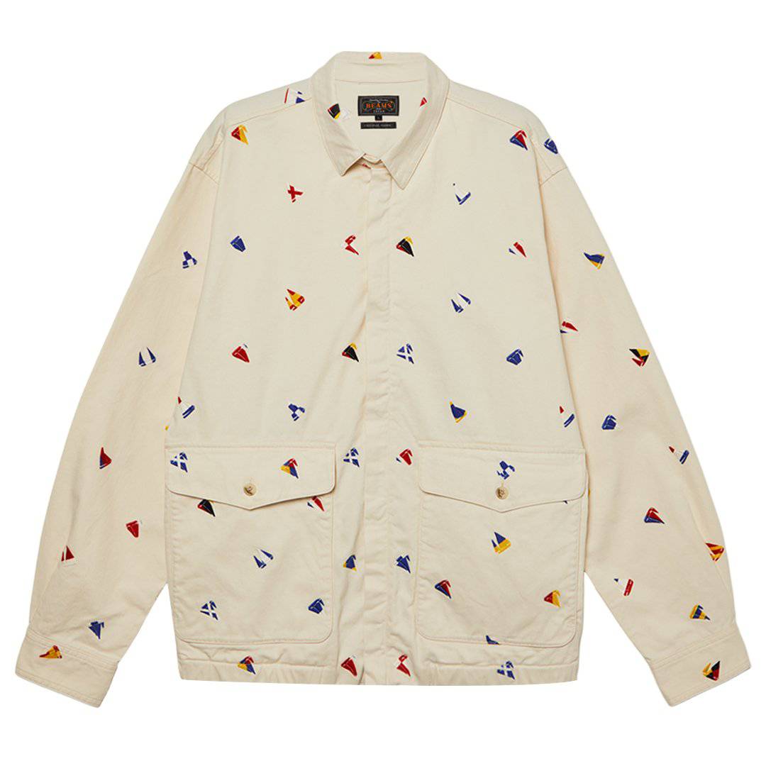 Zipper Blouson Embroidery On Print