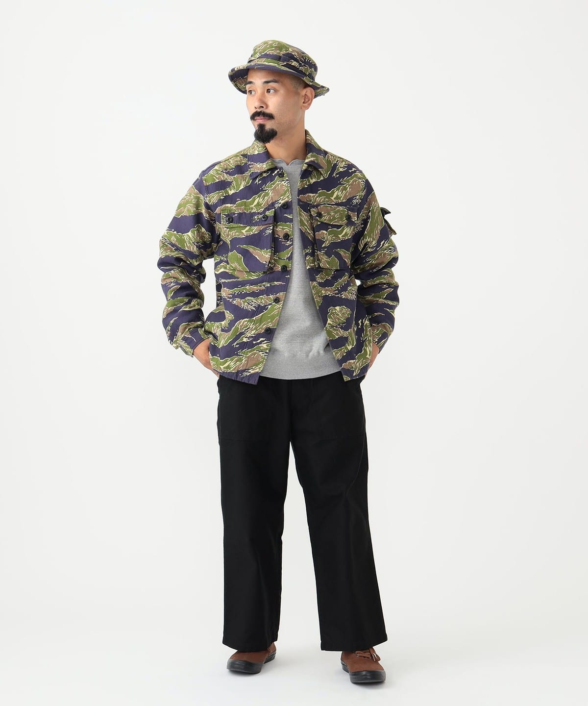 Beams Plus - MIL SHT-JAC Tiger Stripe Jacquard - Jacket - thegoodlife.