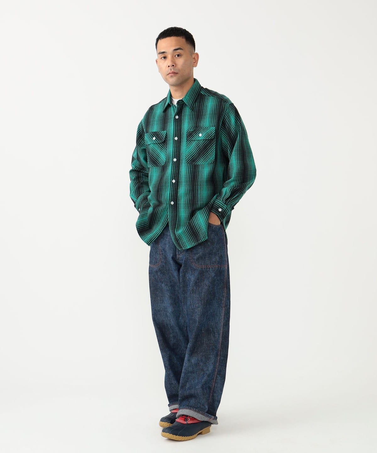 Beams Plus - Painter Pants Lined Denim Discharge Print Pants - Pants - thegoodlife.