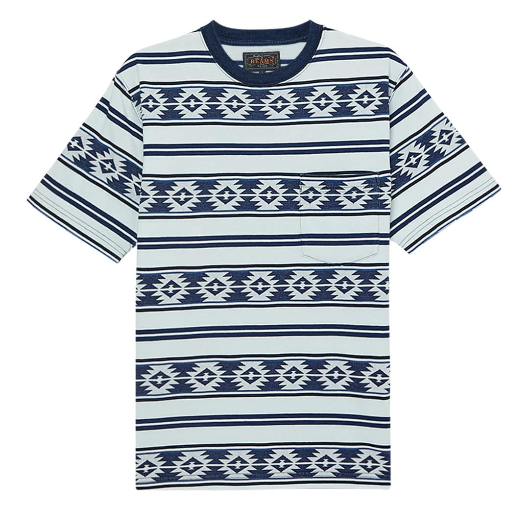 Pocket Tee Indigo Jacquard Stripe