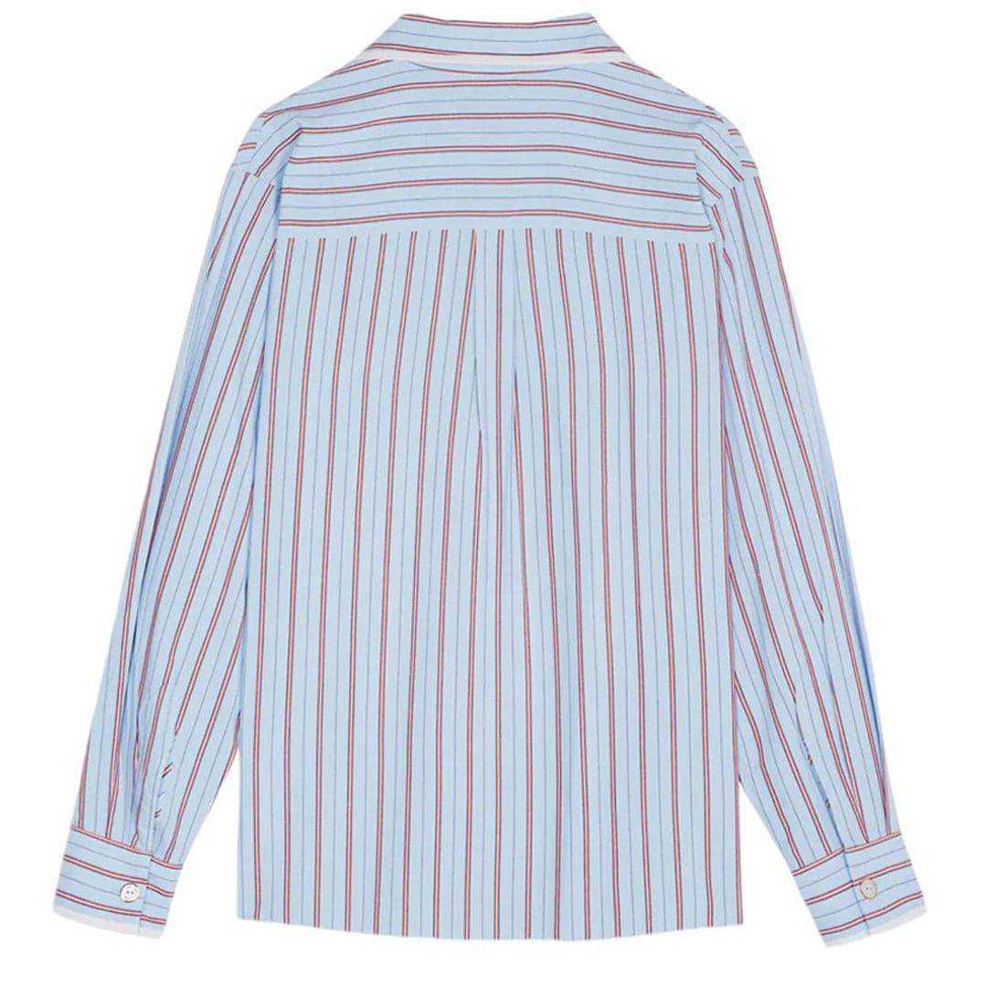 Light Blue/Red Striped Bowling Shirt