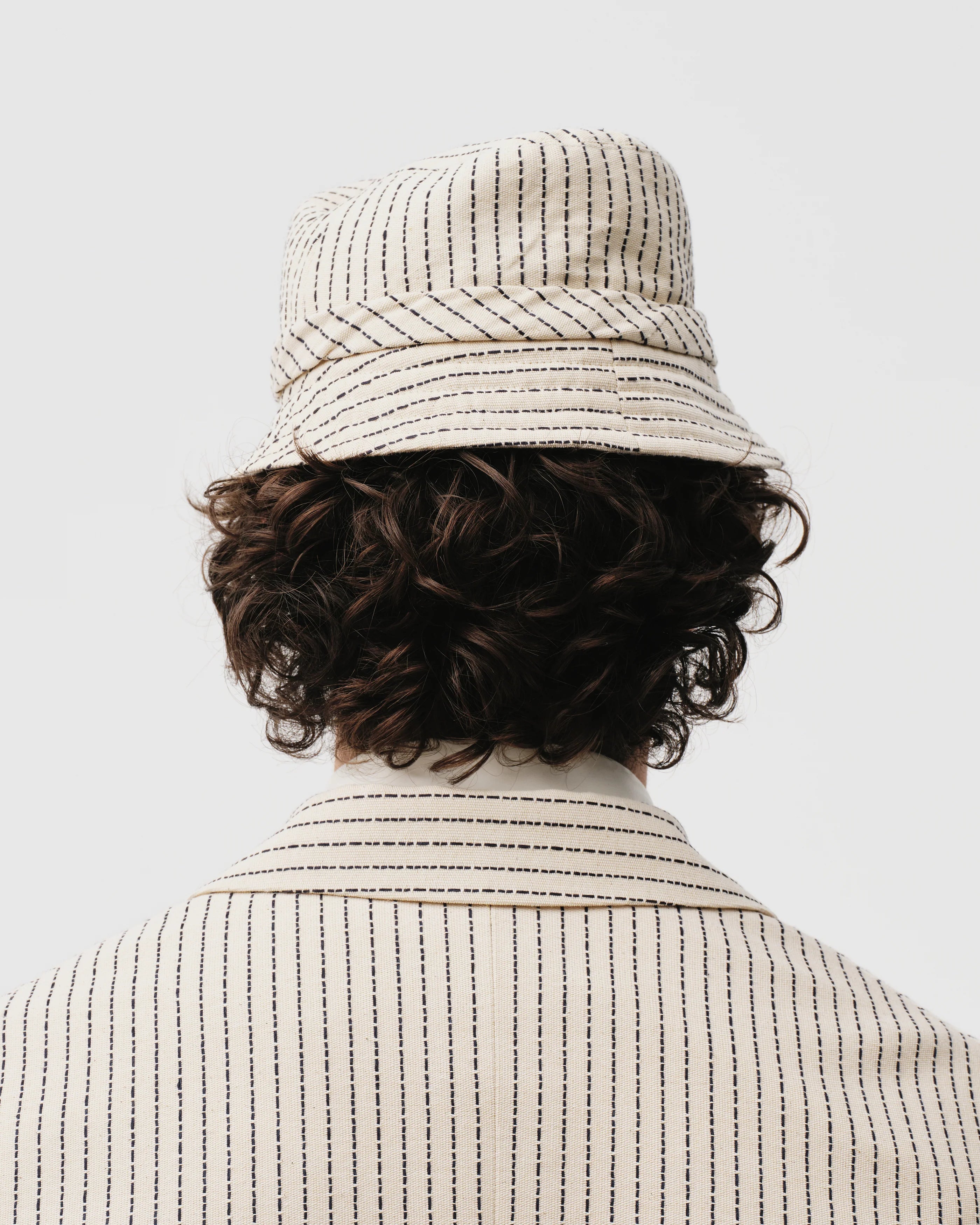 White Pinstripe Bucket Hat